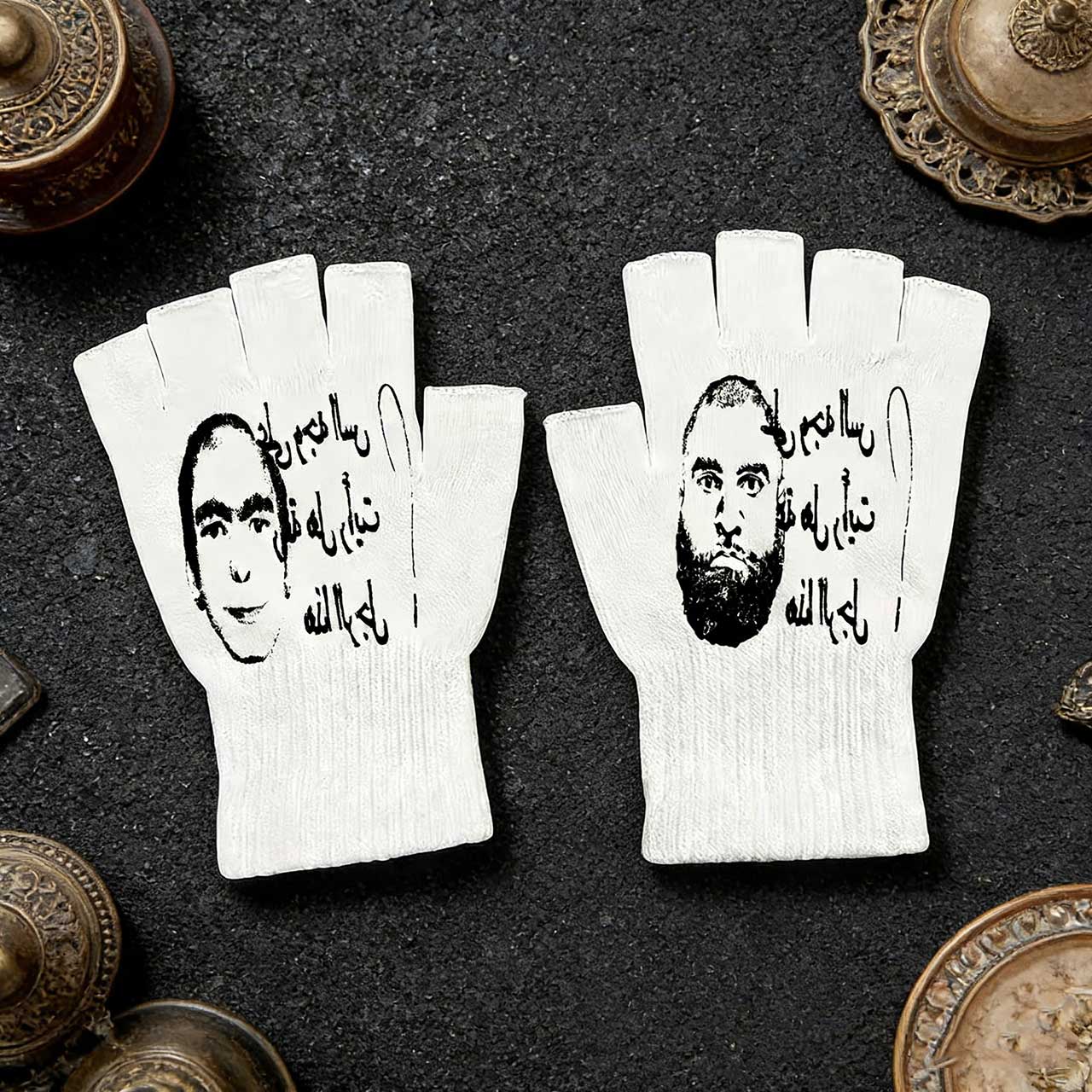 Fingerless Glove Knit - Rękawiczki bez palców z nadrukiem w