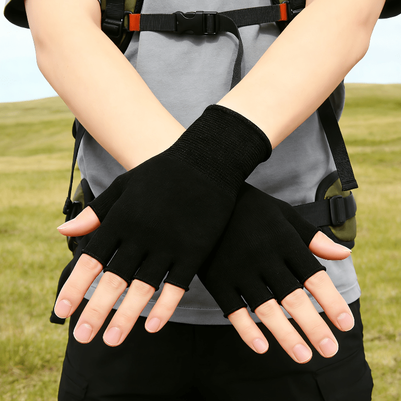 Czarne dzianinowe rękawiczki b – Fingerless Glove Knit recenzja i cena